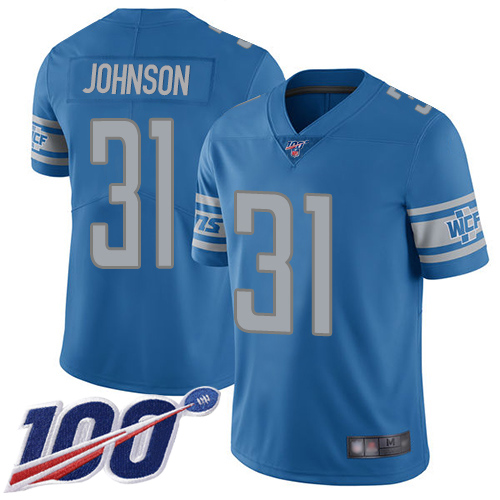 Detroit Lions Limited Blue Youth Ty Johnson Home Jersey NFL Football #31 100th Season Vapor Untouchable->youth nfl jersey->Youth Jersey